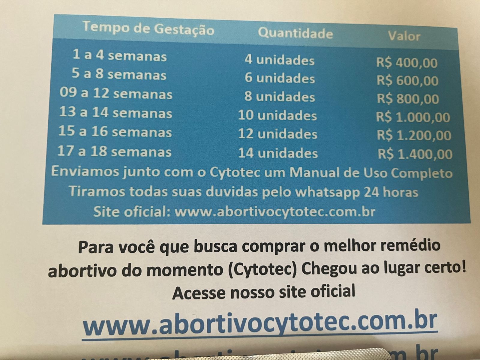 misoprostol preço ultrafarma